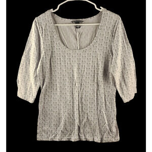 Victoria's Secret 3/4” Sleeve Size Large Gray Fox Print Shirt Pullover Top/Shirt